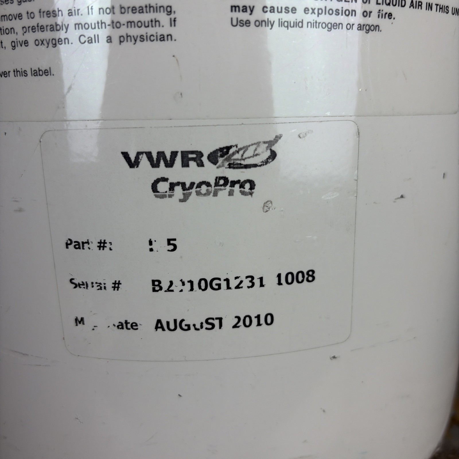 VWR CryoPro Liquid Nitrogen Dewar L-5