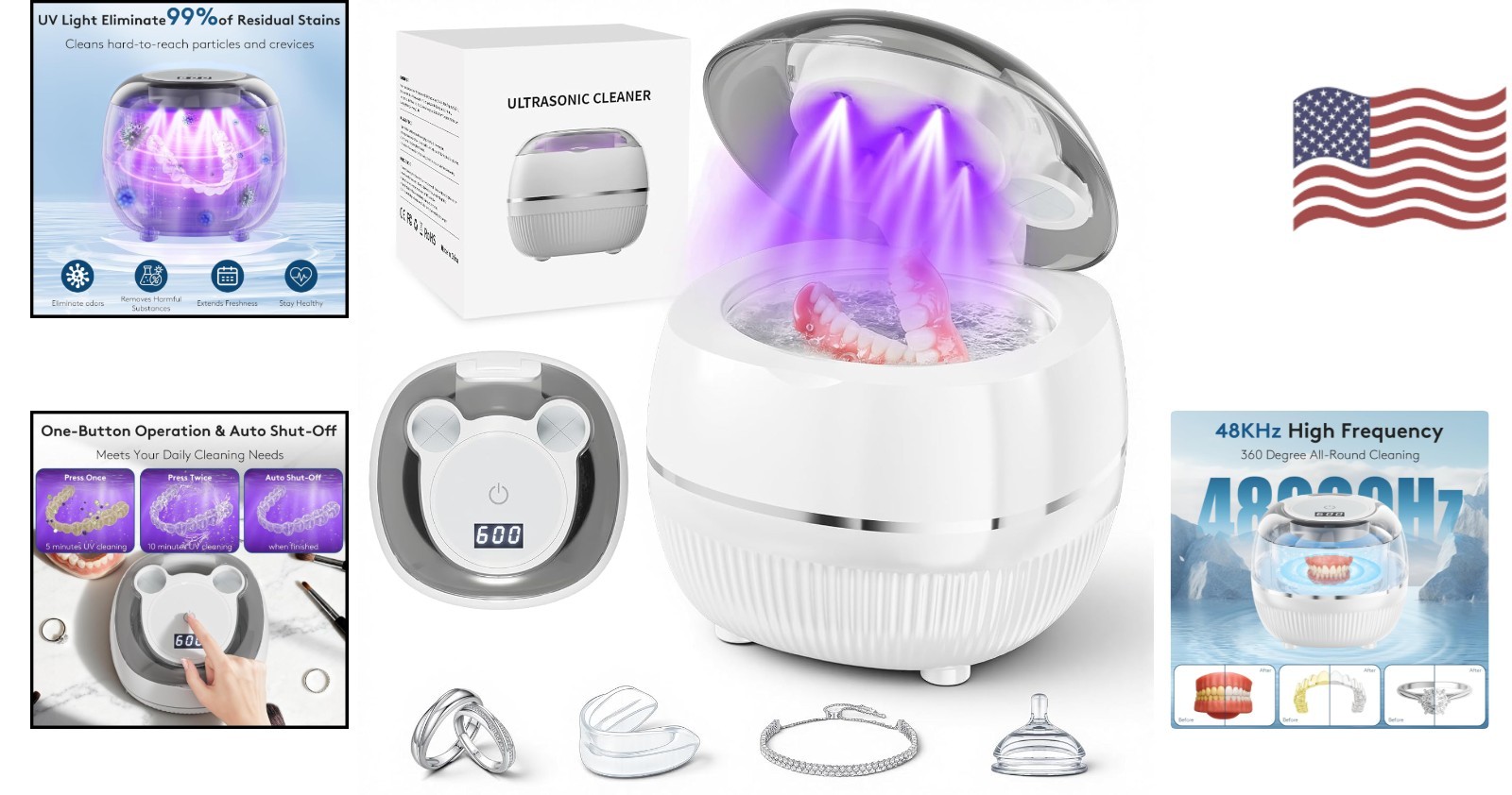 Compact Ultrasonic Cleaner with Touch Control & Auto Shutoff for Safe Cleaning
