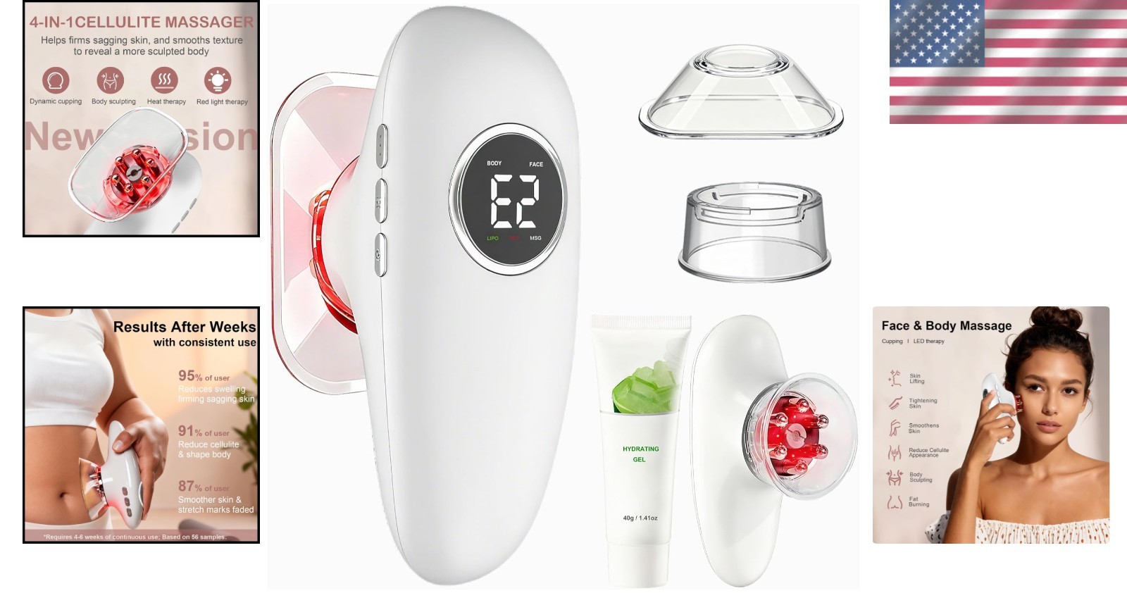 4-in-1 Body Sculpting Machine: Cellulite Remover & Cupping Therapy Tool Beige