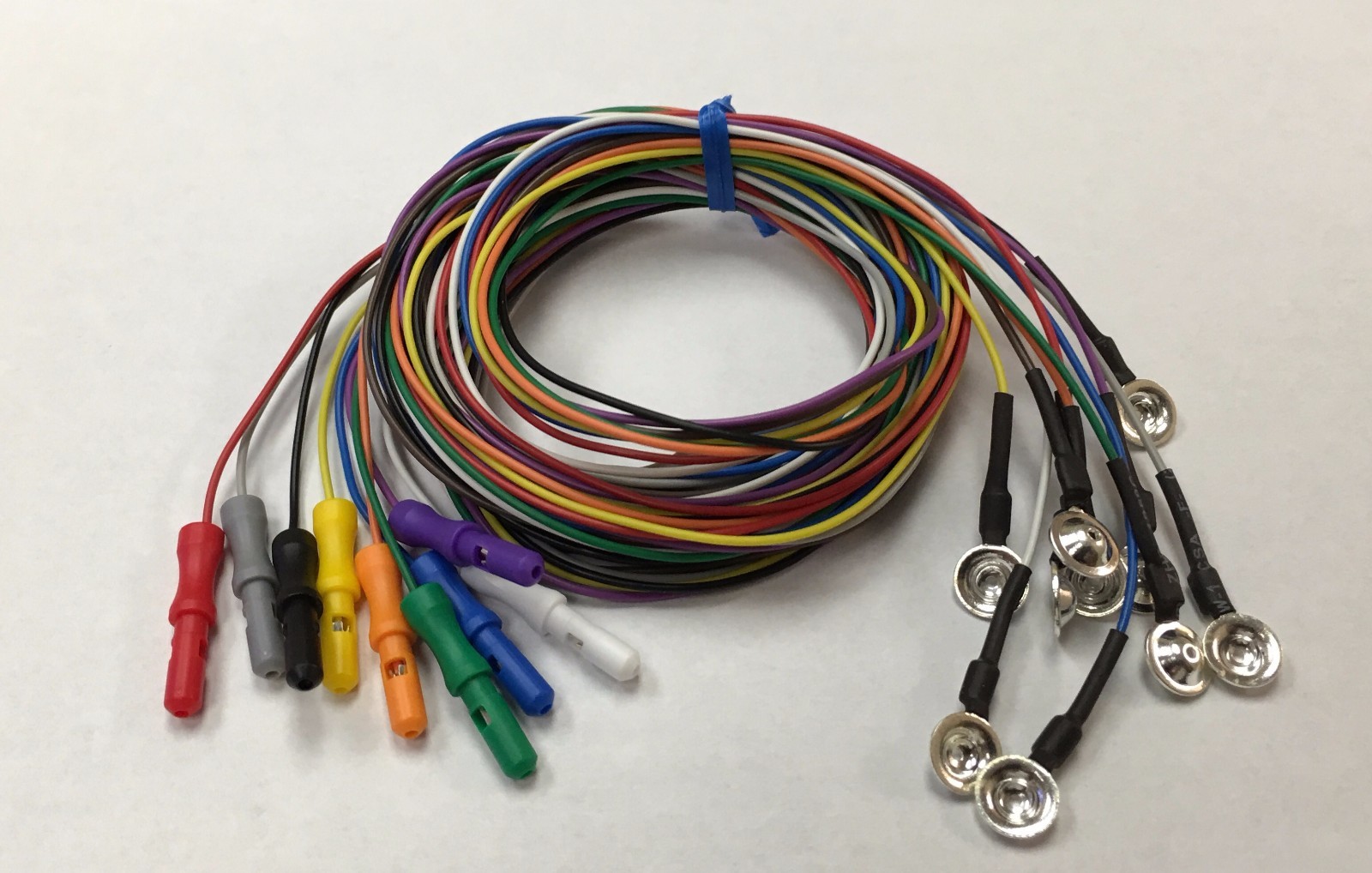 EEG Silver Cup Electrodes 48 Inch Wire With 1.5 DIN Plug 10 Pack