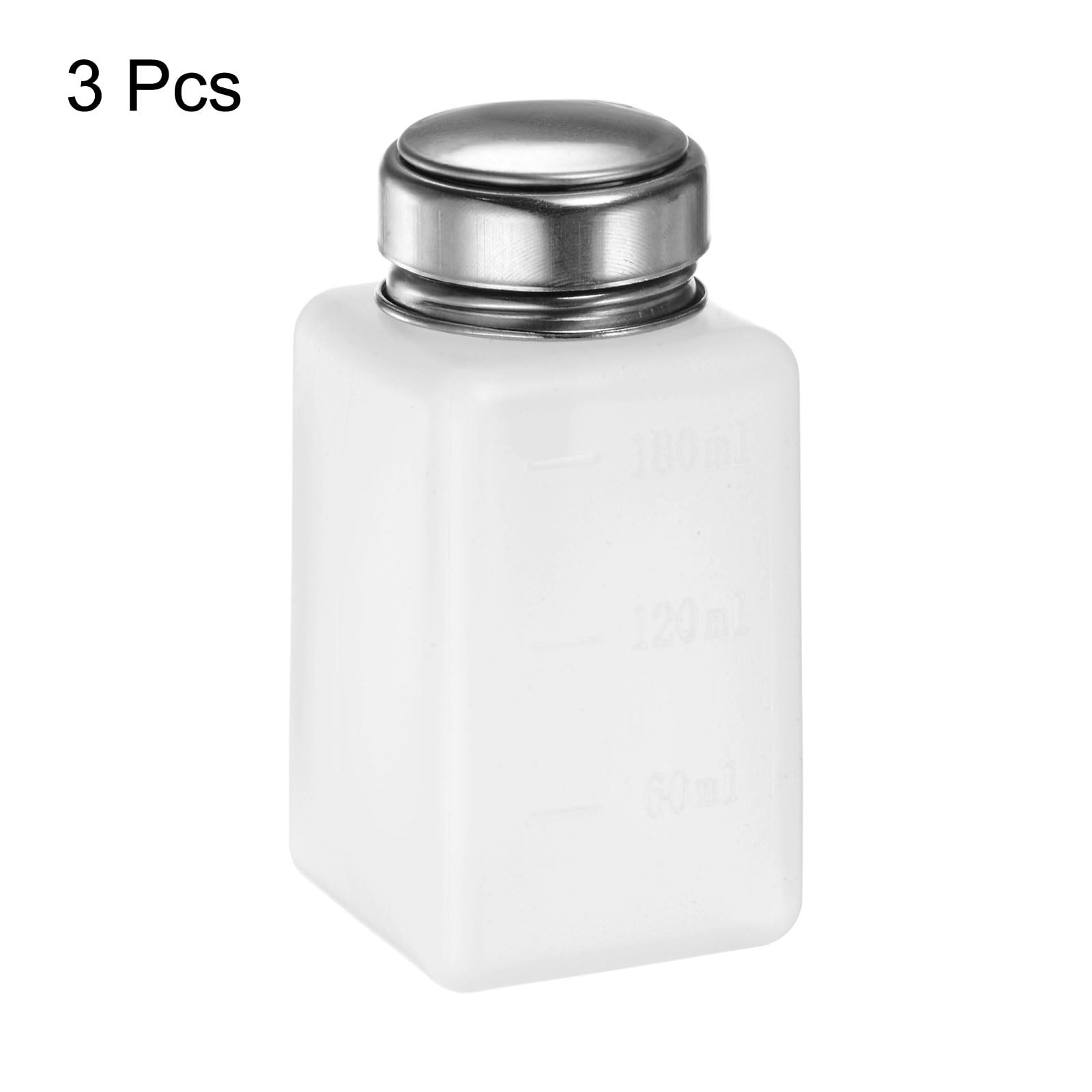 HARFINGTON 3pcs Solvent Alcohol Dispensers 180ml(6oz) Push Down 180ml, White