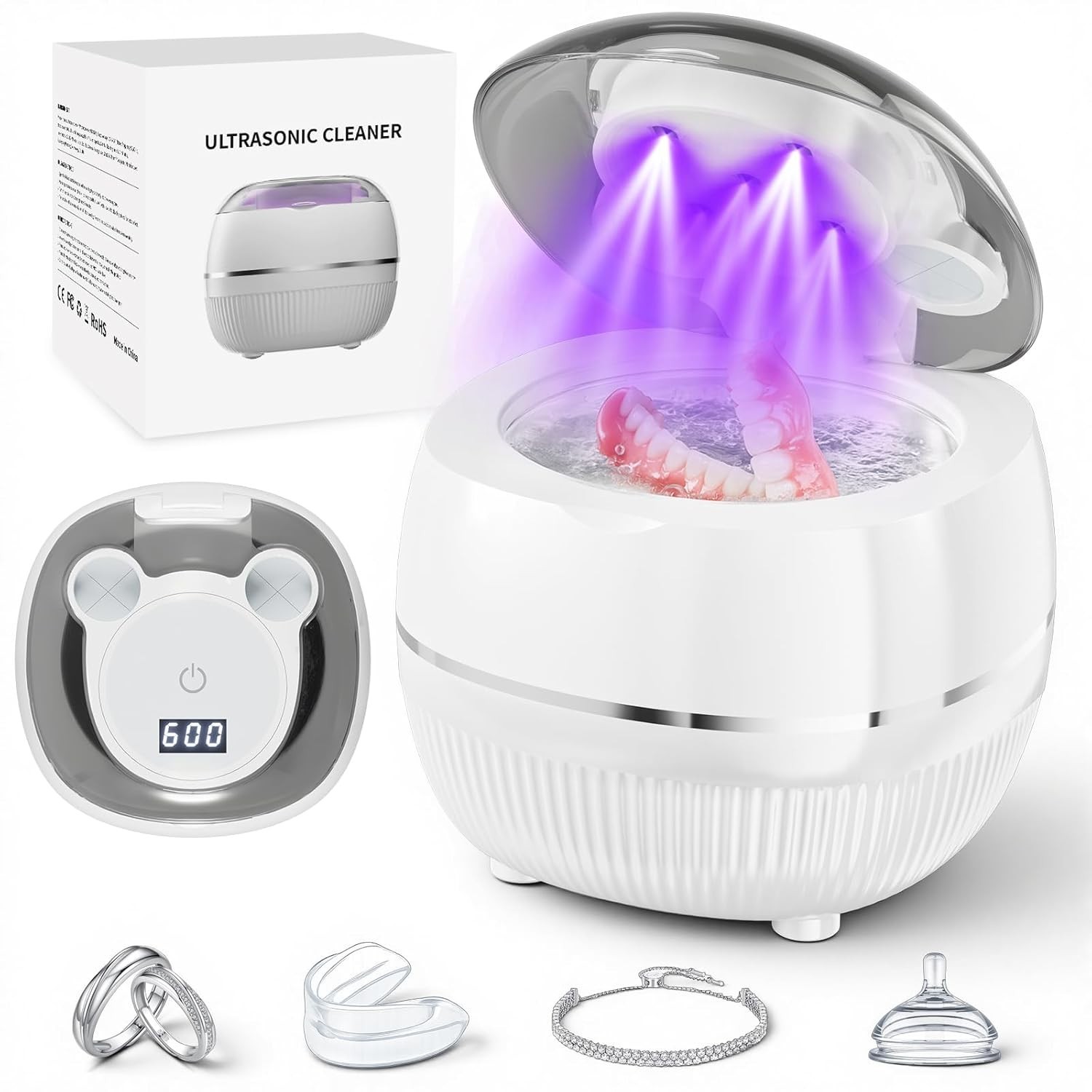 Compact Ultrasonic Cleaner with Touch Control & Auto Shutoff for Safe Cleaning