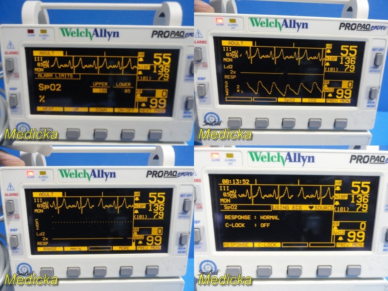 Welch Allyn Propaq Encore 206EL Monitor CO2 NBP EKG Temp IBP SpO2 Printer 38801
