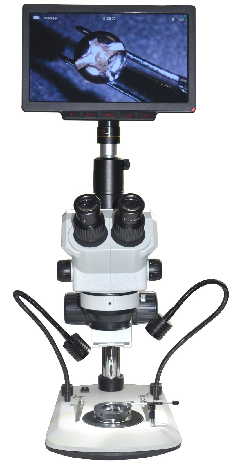 Diamond / Gem Microscope – Darkfield 1:9 Zoom, 115 mm WD, 4K Live Imaging