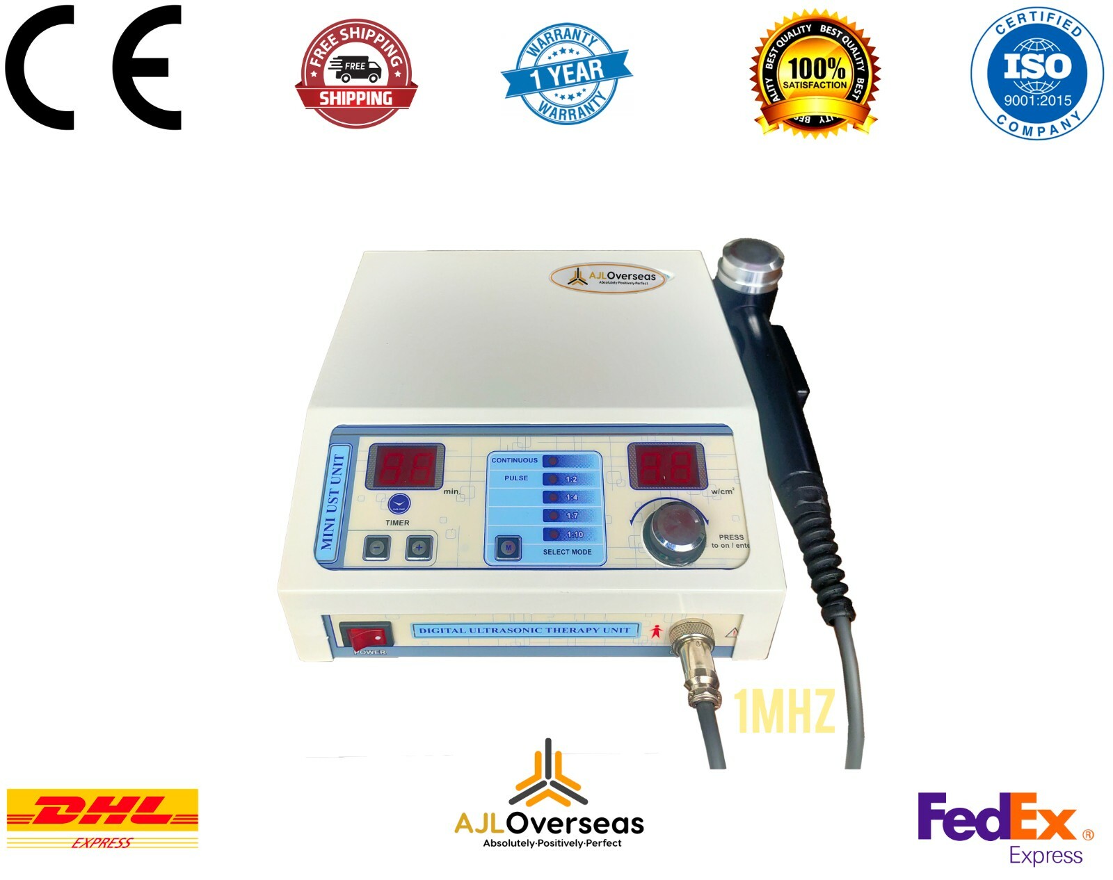 US Mini Portable1MHz Physiotherapy Digital AJLUTS101B Knee Back Pain Relief unit