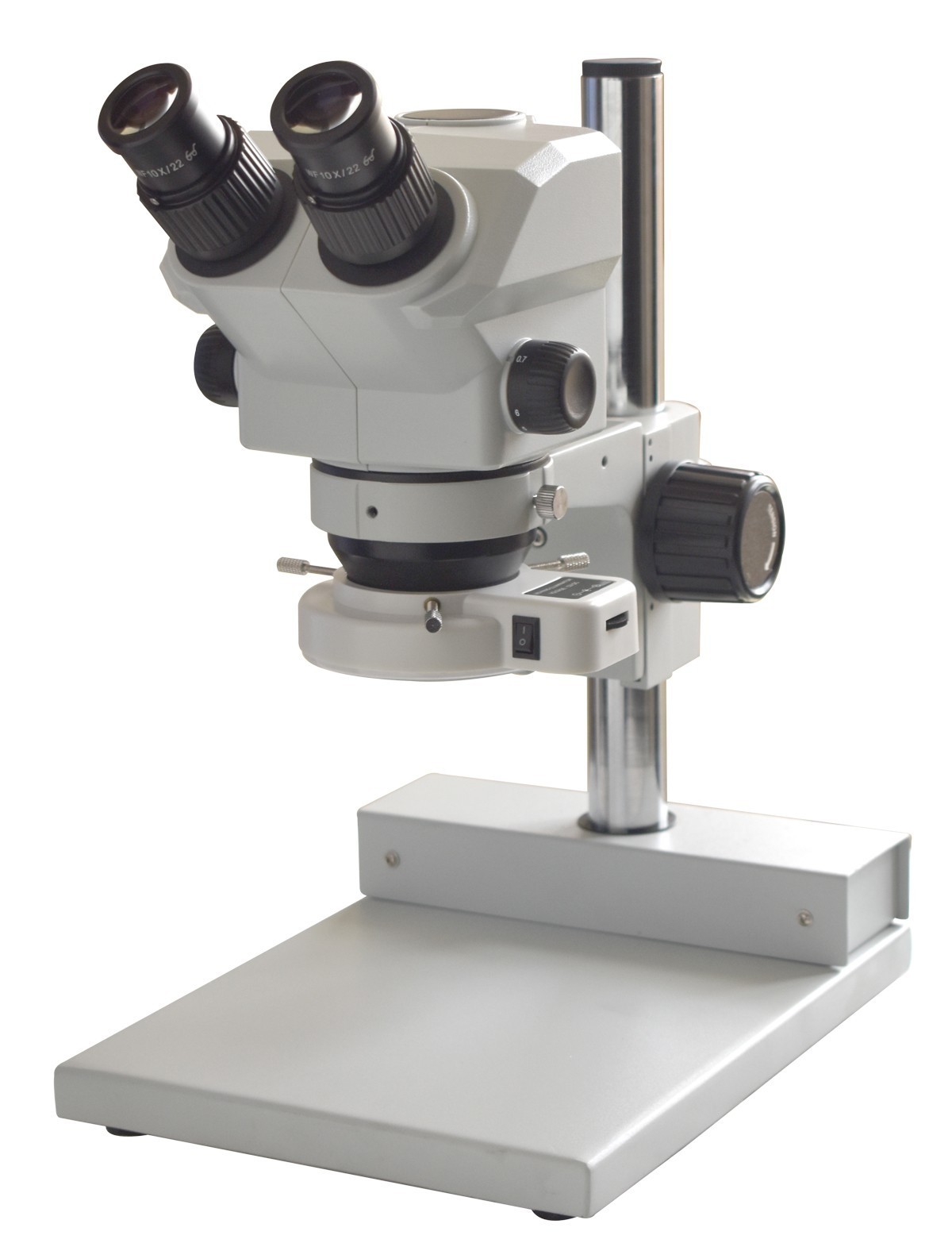 High Power Stereo Microscope 1:9 Zoom 7–120× + 115 mm WD & LED Ring Light