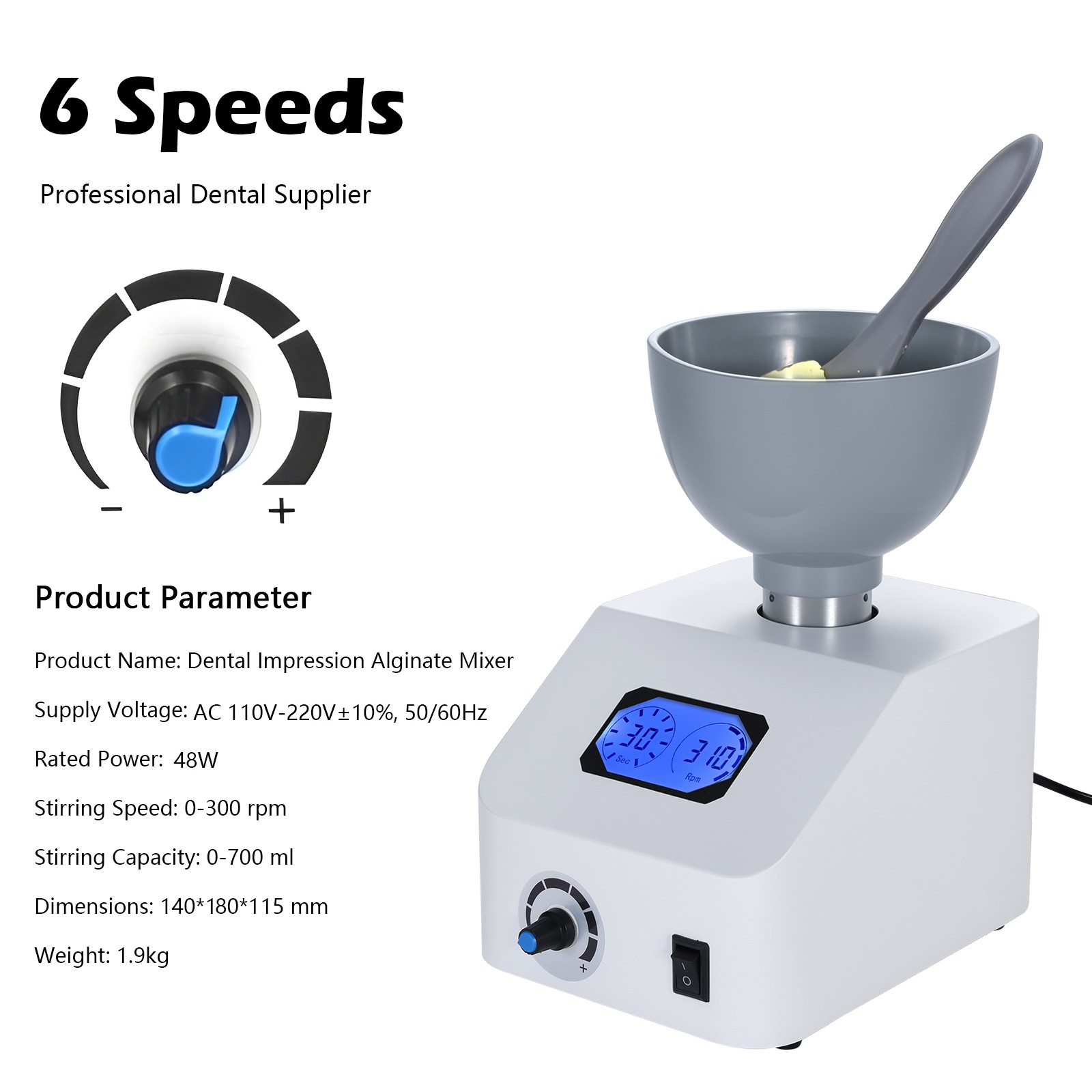 Alginate Mixer Die Stone Mixer Blender for Impression Material 0-300rpm Dental