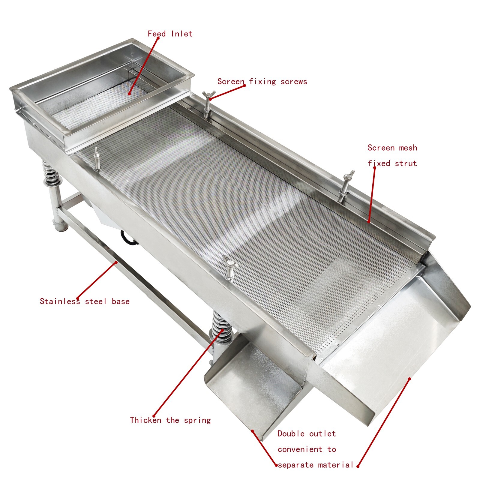 1.5mm Stainless Steel Linear Vibrating Screen Single Layer Sifter Shaker 110V