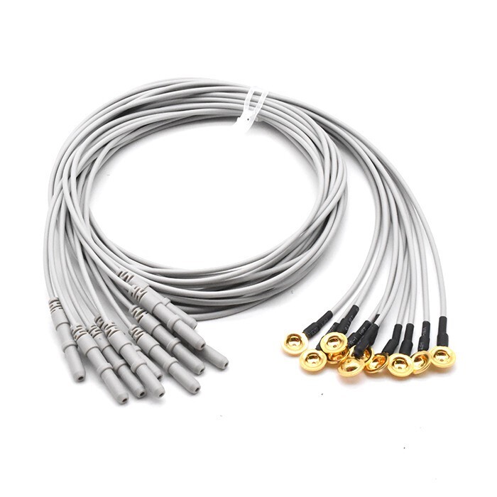 EEG Gold Cup Electrodes 48 Inch Wire with 1.5 DIN Set of 10-Same Day Shipping