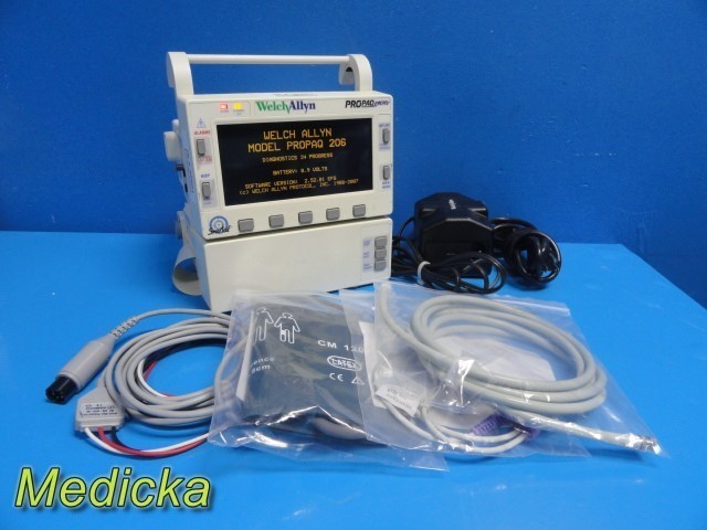 Welch Allyn Propaq Encore 206EL Monitor CO2 NBP EKG Temp IBP SpO2 Printer 38801