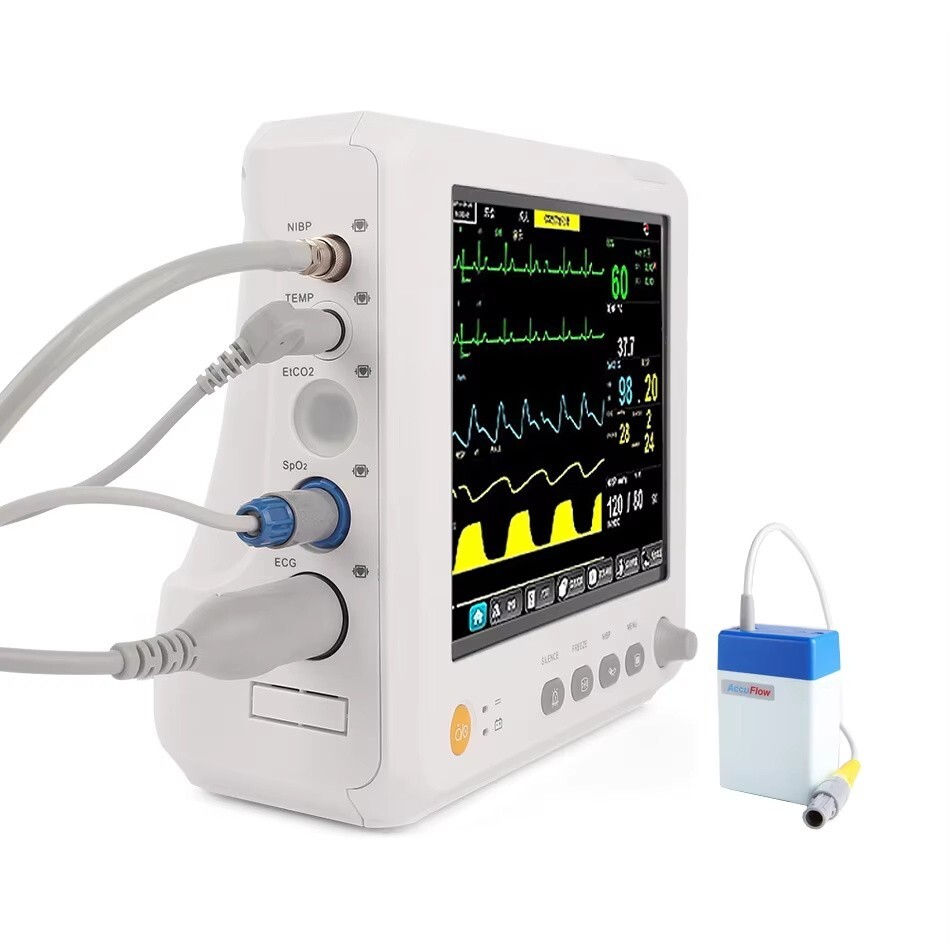Professional 8-inch Human Patient Monitor – ECG, SPO2, NIBP, Temp with ETCO2