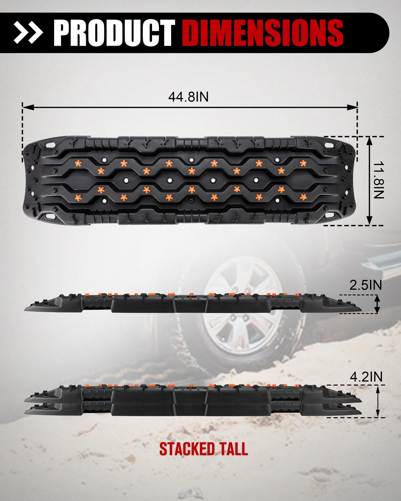 FIERYRED Large Off Road Traction Boards, Pair 44.88″ L x 12″ W Recovery Track…