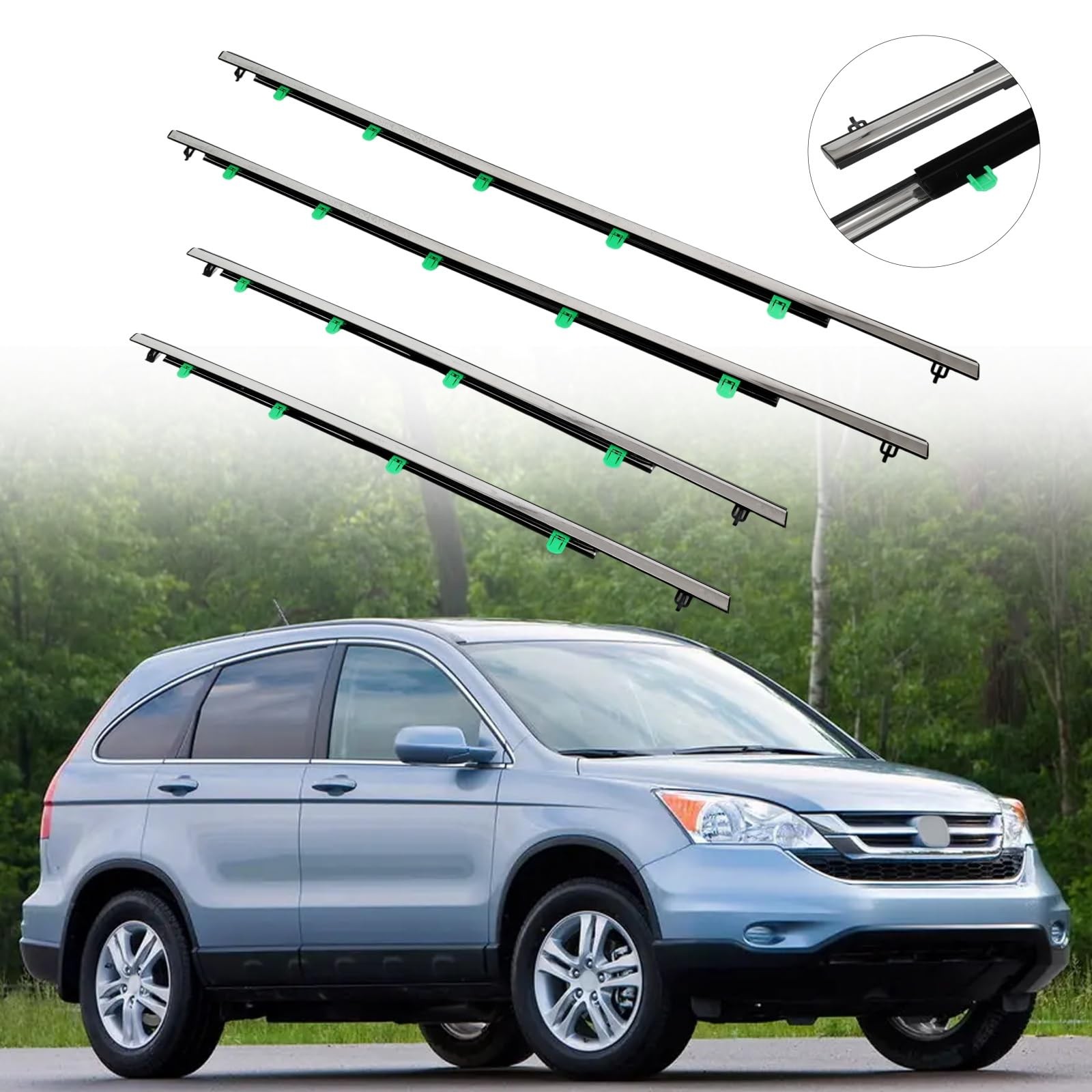 4PCS Chrome Window Molding Trim for 2007-2011 Honda CR-V OEM 72410-SWA-A01