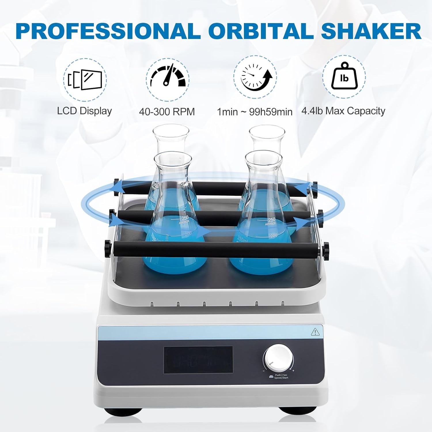 Lab Mixer Orbital Shaker Oscillator time control Speed 40-300RPM 20mm Amplitude