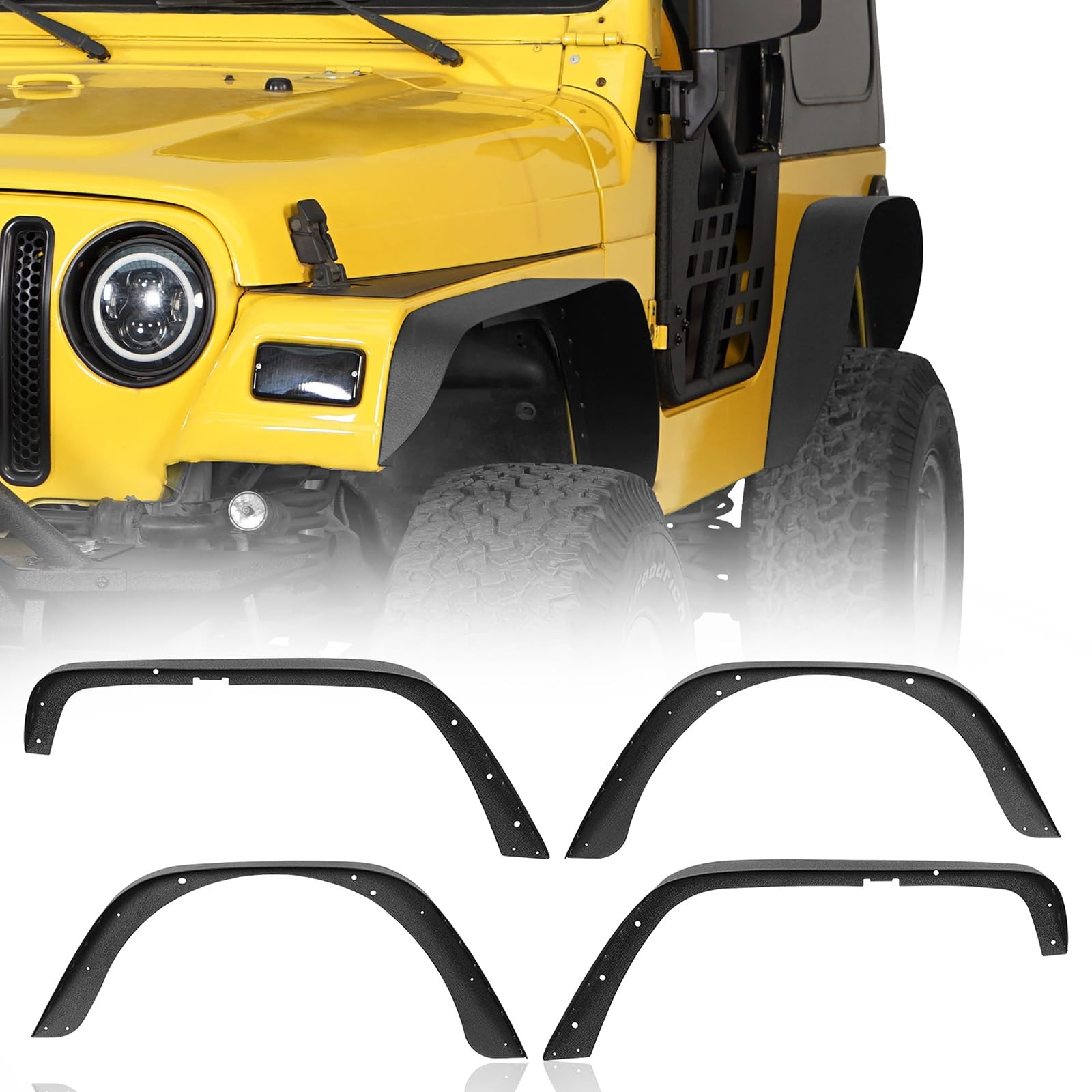 1997-2006 Wrangler TJ Steel Flat Fender Flares Front Rear 4PCS