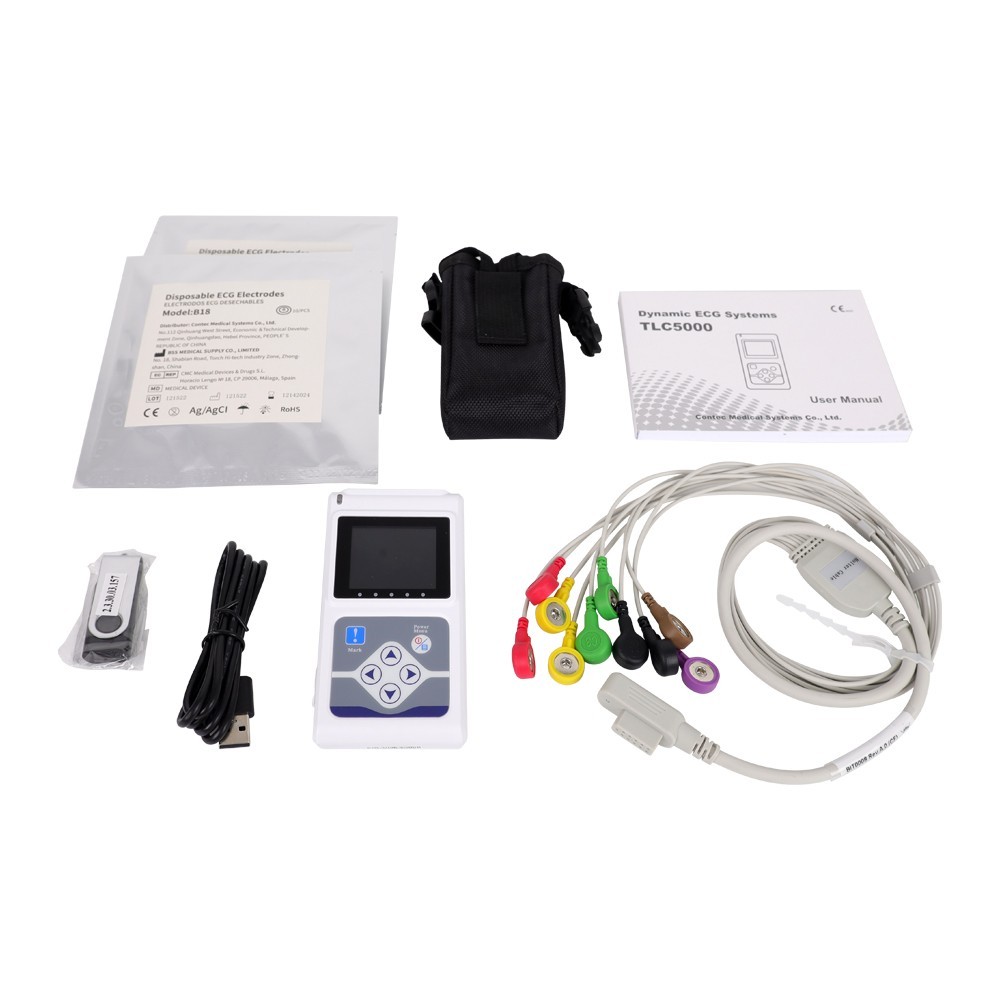 Professional TLC5000 12-Channel Holter ECG Machine -24-Hour Portable EKG Monitor