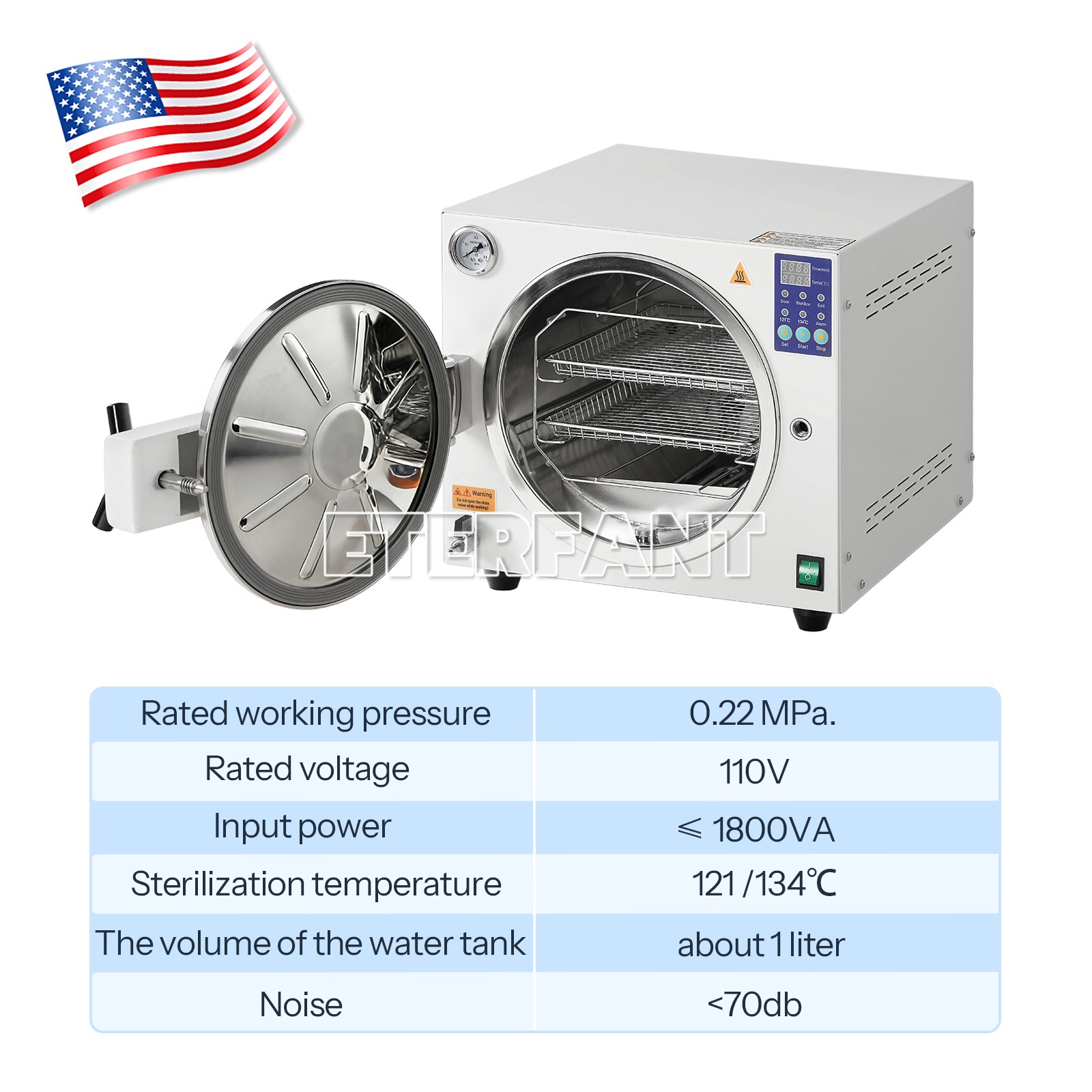 ETERFANT 18L ClassN Dental Medical Autoclave High Temperature Steam Sterilizer