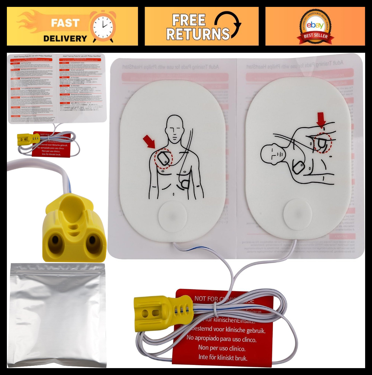 AED Trainer Pads for Adult Mode, Compatible with HeartStart Defibrillator, XFT-P
