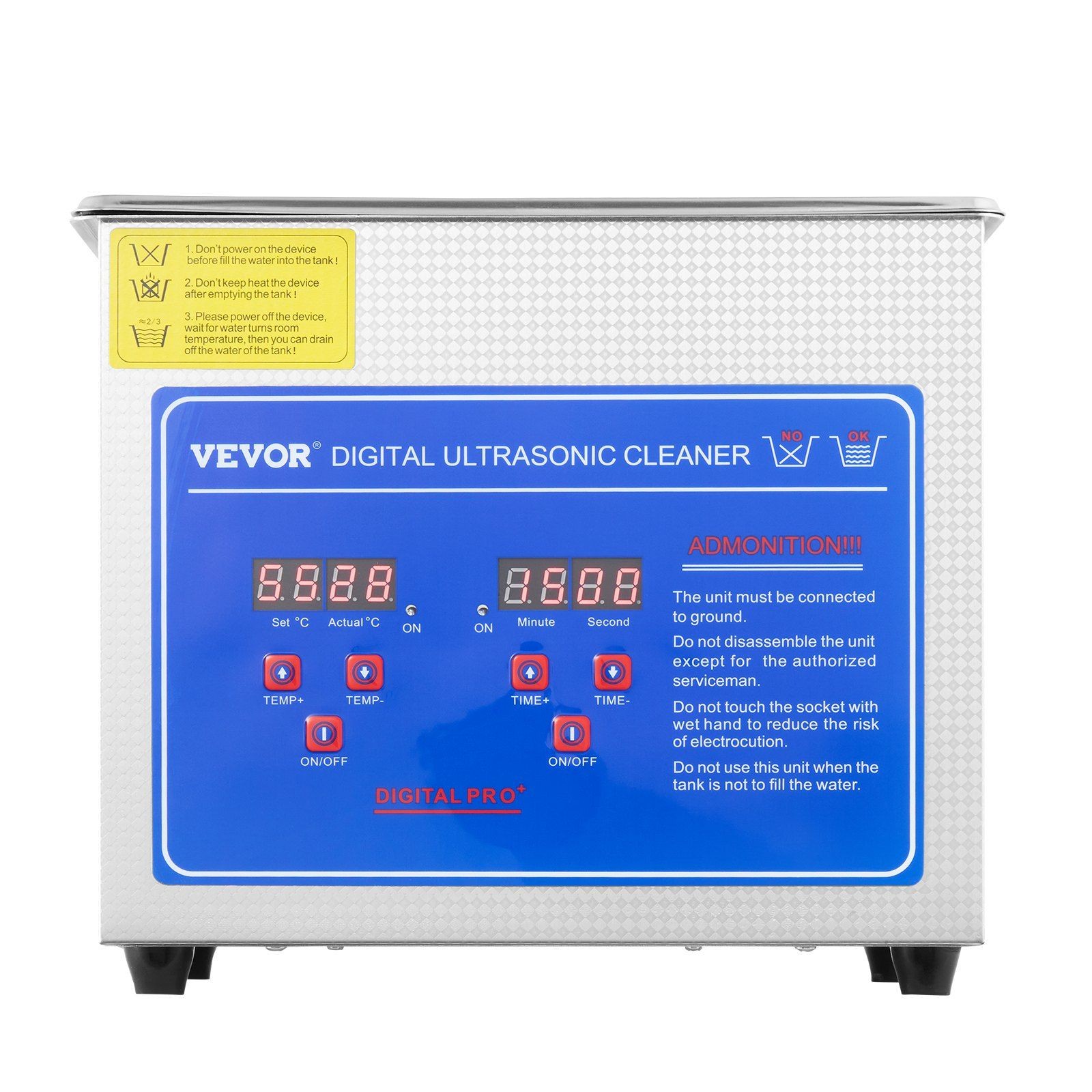 SUS304 Steel 3L 40kHz Ultrasonic Cleaner with Heater Digital Interface
