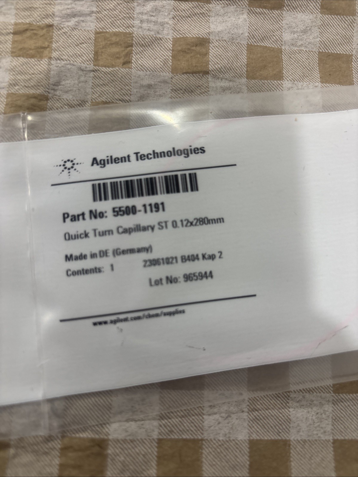 Agilent 5500-1191 Quick Turn capillary stainless steel 0.12 x 280 mm