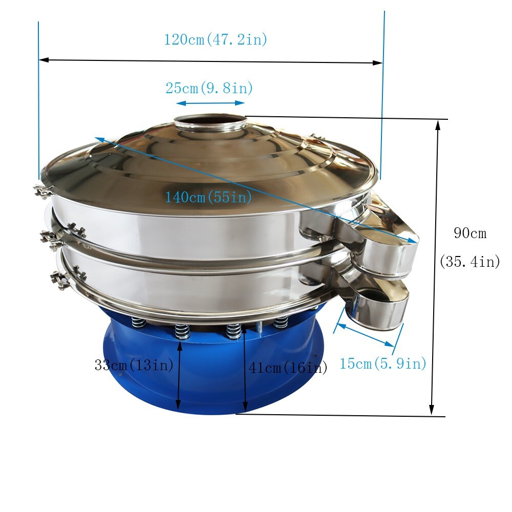 Stainless Vibrating Screen Electric Deck Screener Shaker Sifter Dia 47.2” 220V