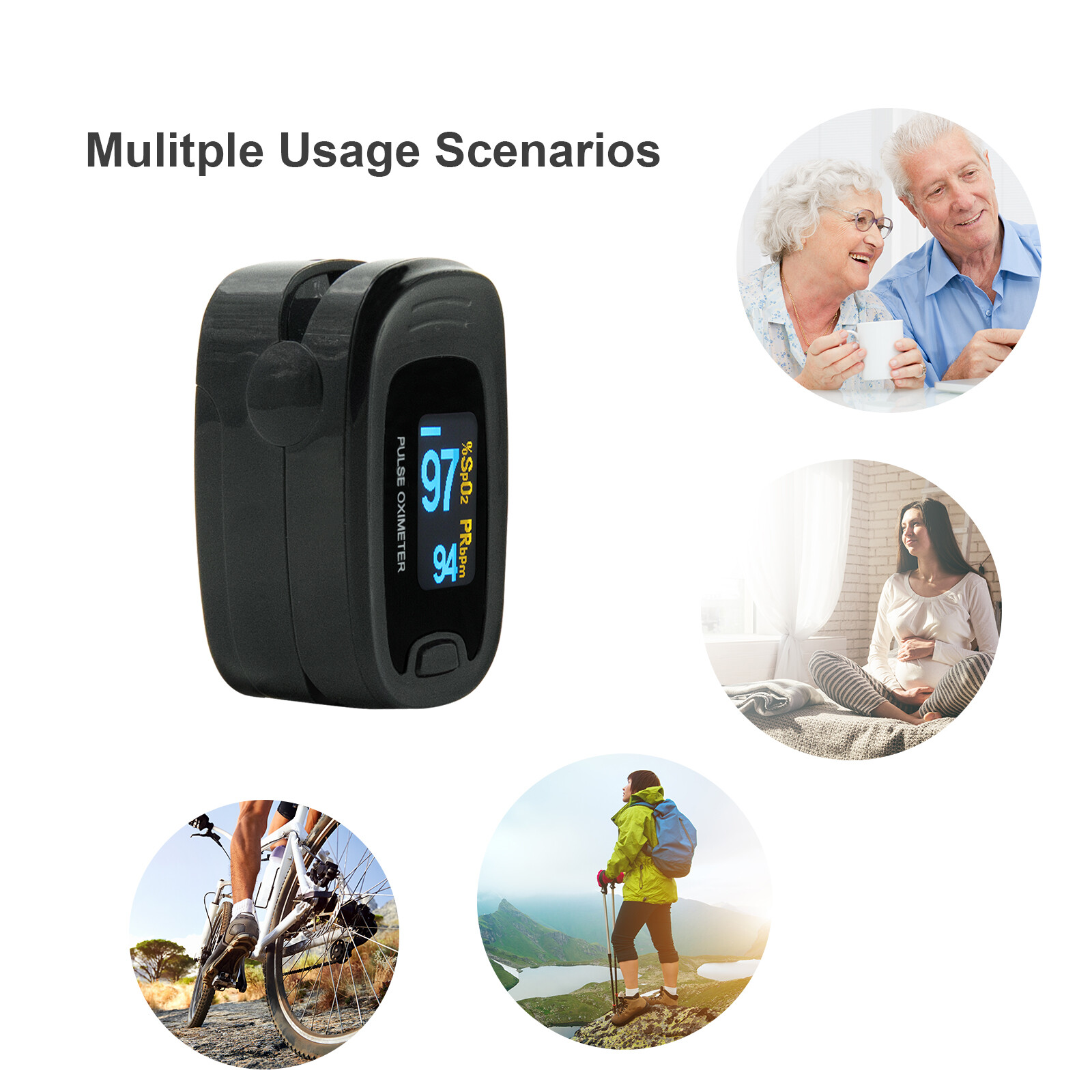 CONTEC Fingertip Pulse Oximeter,Blood Oxygen Spo2,Free Case,Lanyard,SPO2,PR USA