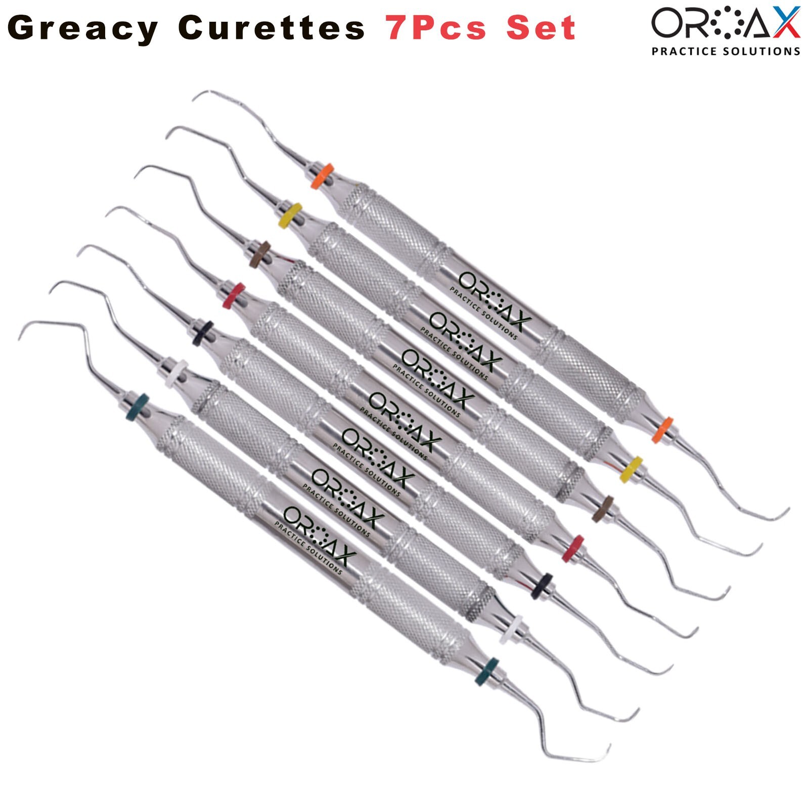Cureta dental Gracey de 10 mm con mango hueco, 7 piezas, para endodoncia dental