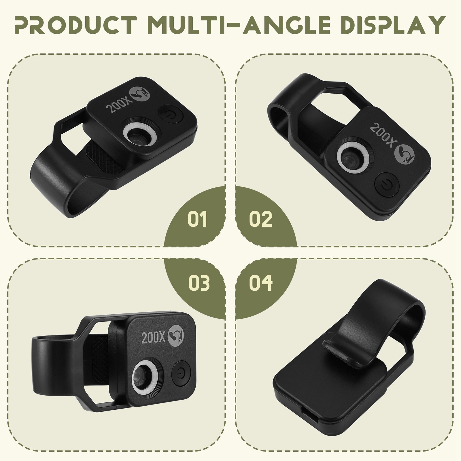 200X Cell Phone Microscope Accessory with Window Microscope, Portable 1650
