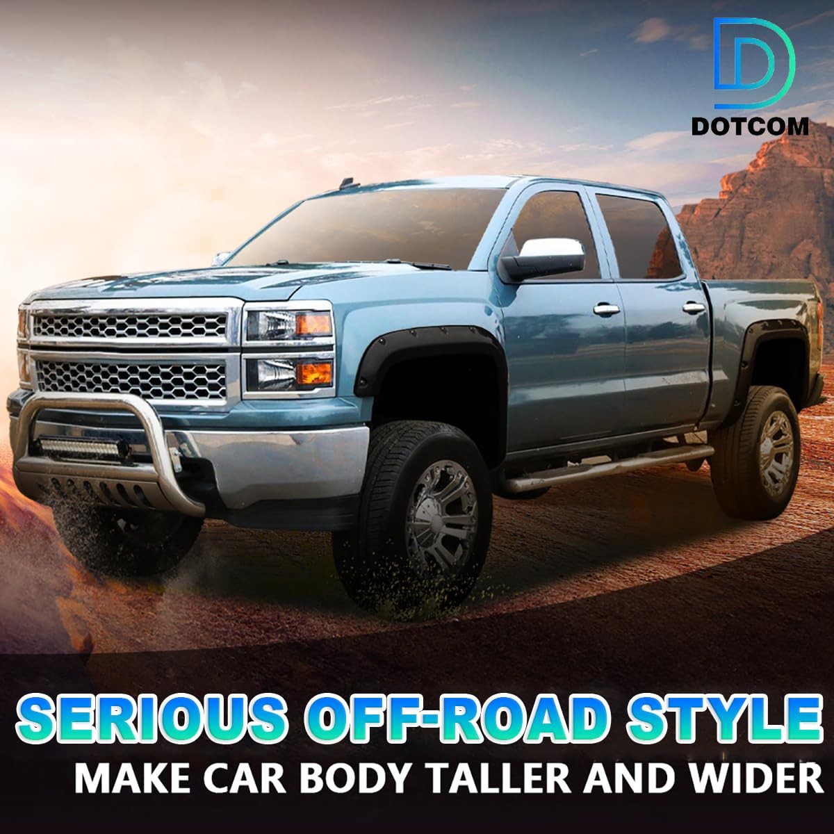 4PCS Black Pocket Riveted Fender Flares 99-07 Ford F250 F350 SuperDuty Styleside
