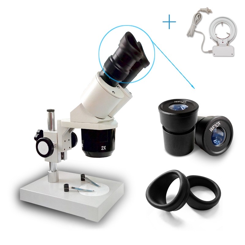 20X 40X Binocular Stereo Microscope w/ Ring Lamp for PCB Soldering Dissecting