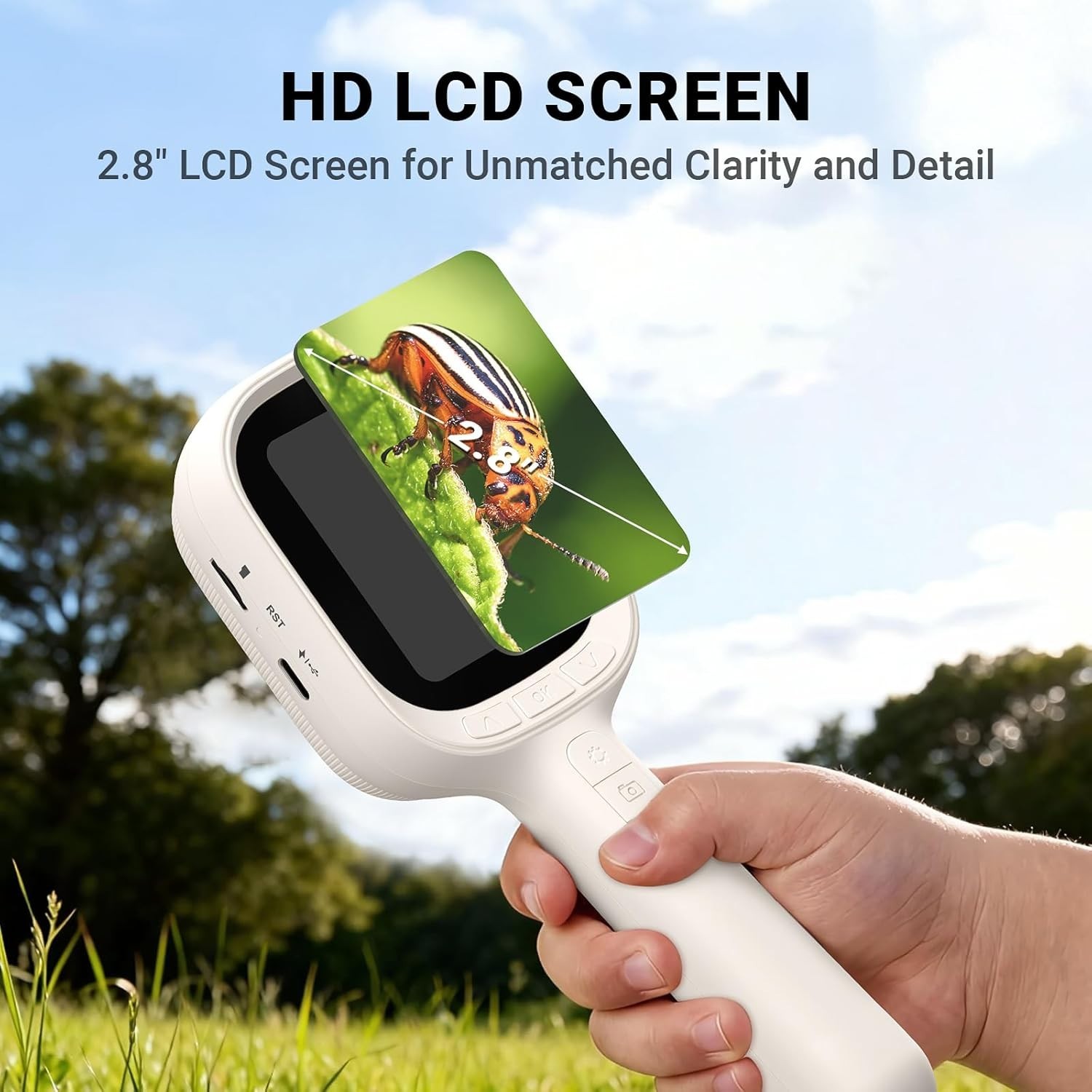 ScopeAround Autofocus Handheld Microscope Magnifier with 2.8″ IPS Screen and LED
