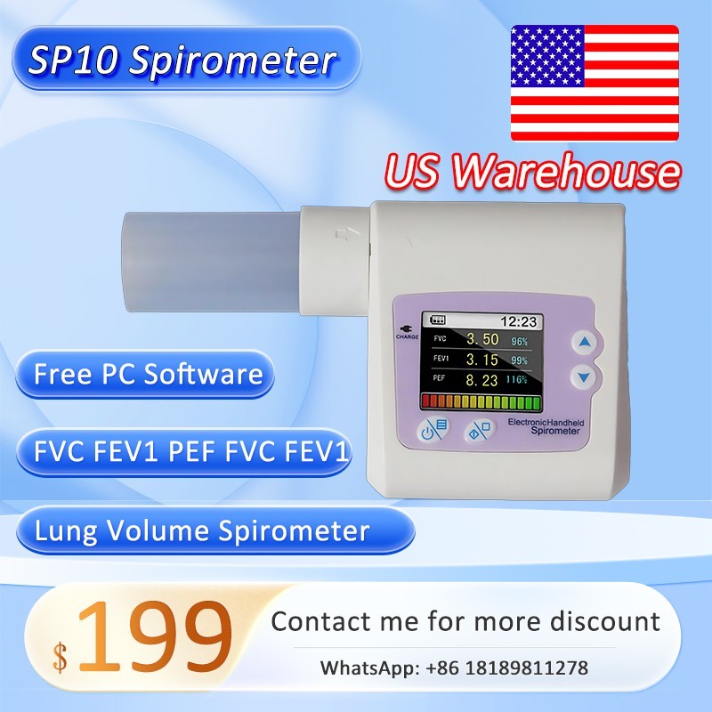 US Warehouse SP10 Handheld Spirometer, Portable Lung Function Tester PC Software