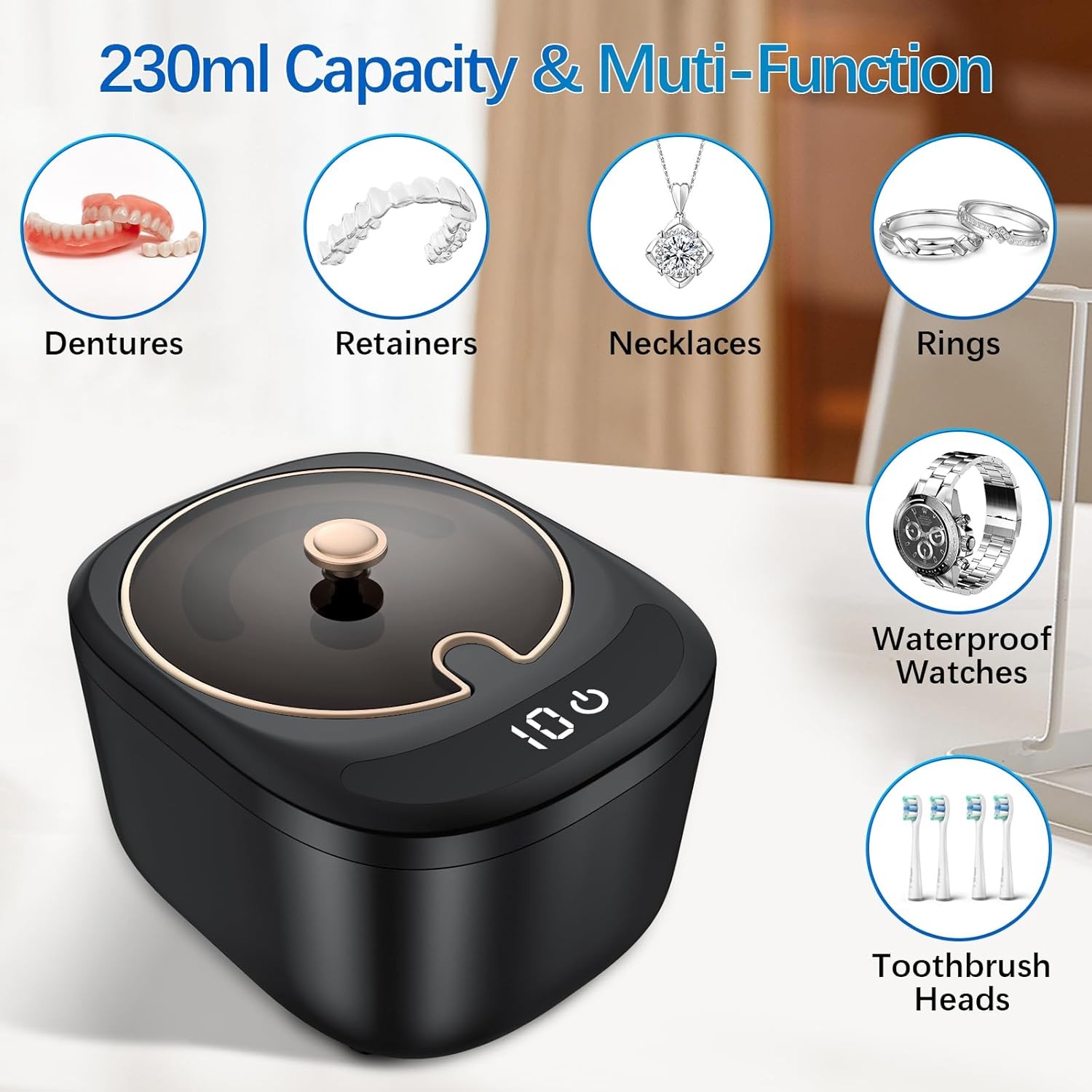 Ultrasonic Retainer Cleaner Machine – 45kHz LED Light