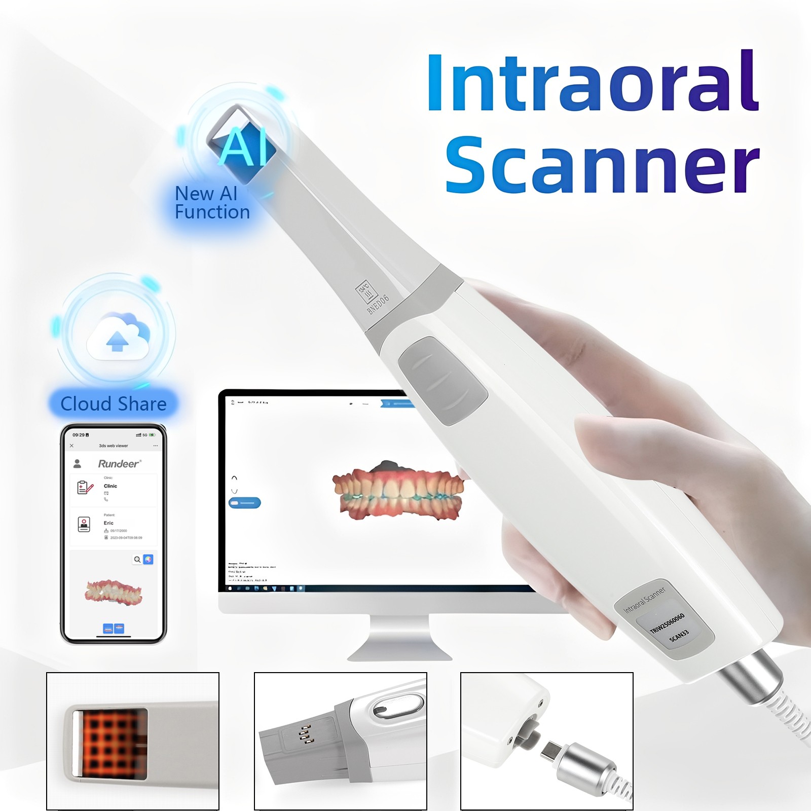 Dental Digital X-Ray Unit Machine with Imaging System RVG X-Ray Sensor Size 1.5