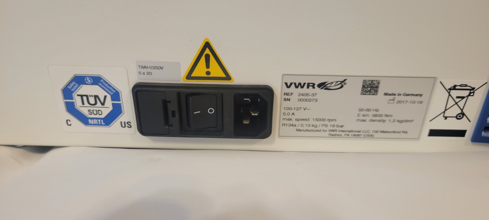 VWR Refrigerated Centrifuge 2405-37 16,000 RPM Max 24 X 1.5/2.0ml Volume