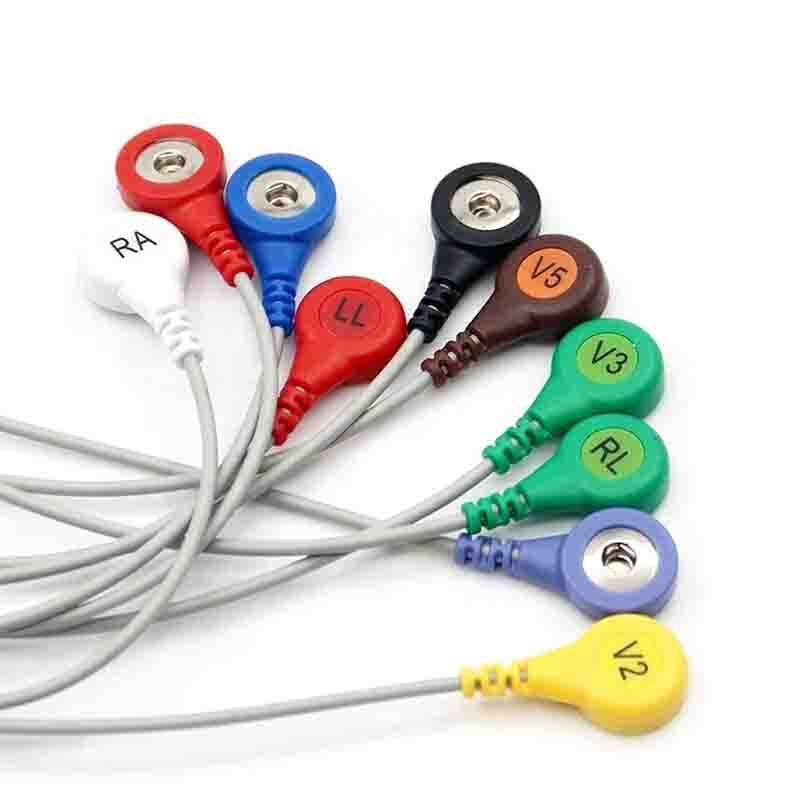 10Pcs 10 Leads ECG Leadwire Snap Holter Recorder ECG Patient Cable TPU DIN 1.5mm