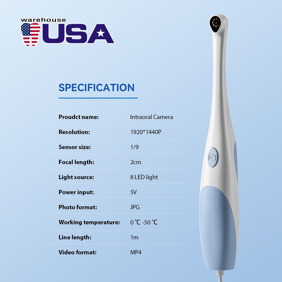 USB-C Intraoral Camera 1920*1440P HD 8 LED Auto Focus Apple Android Dental