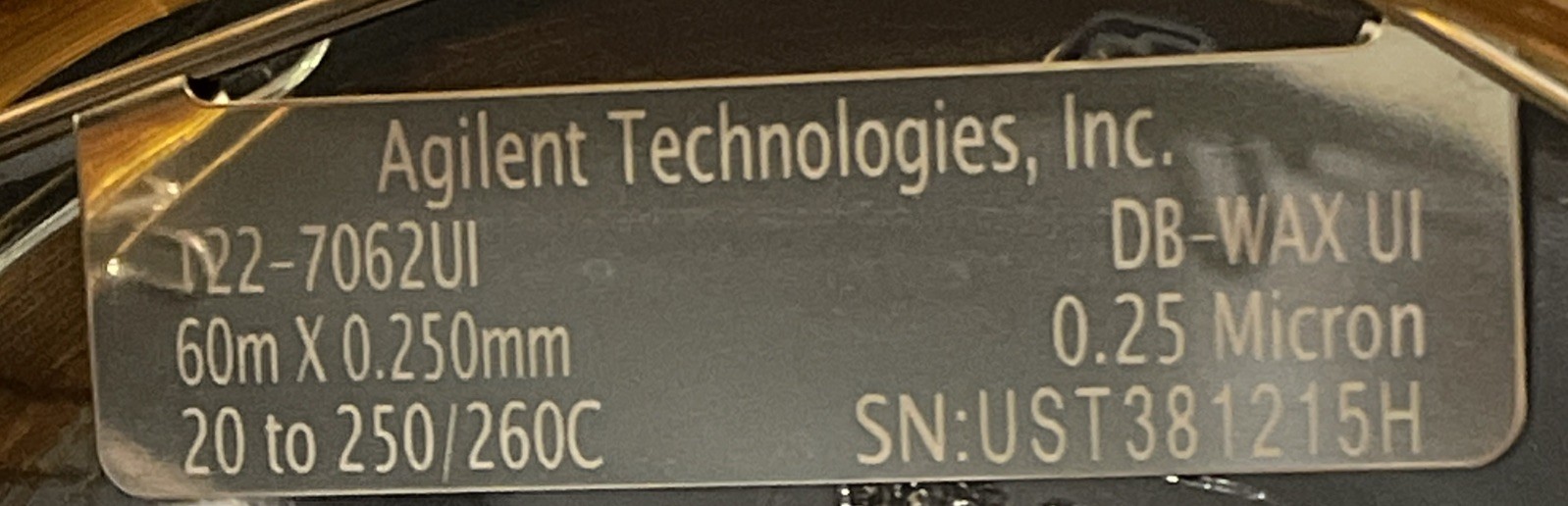Agilent GC Column 122-7062UI DB-WAX UI Ultra Inert 60m 0,25 mm 0,25 µm