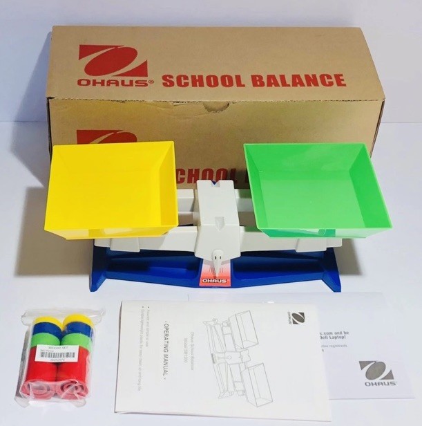 Ohaus School Balance Scale SB1200 Classroom/Homeschool Green & Yellow Trays New