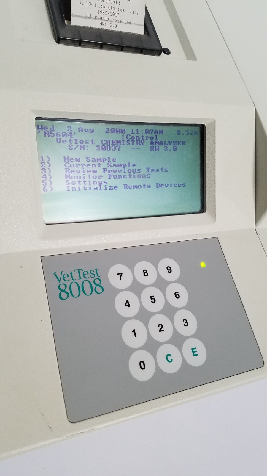 IDEXX VetTest Veterinary Chemistry Analyzer 8008 ~ UV Bulb Error