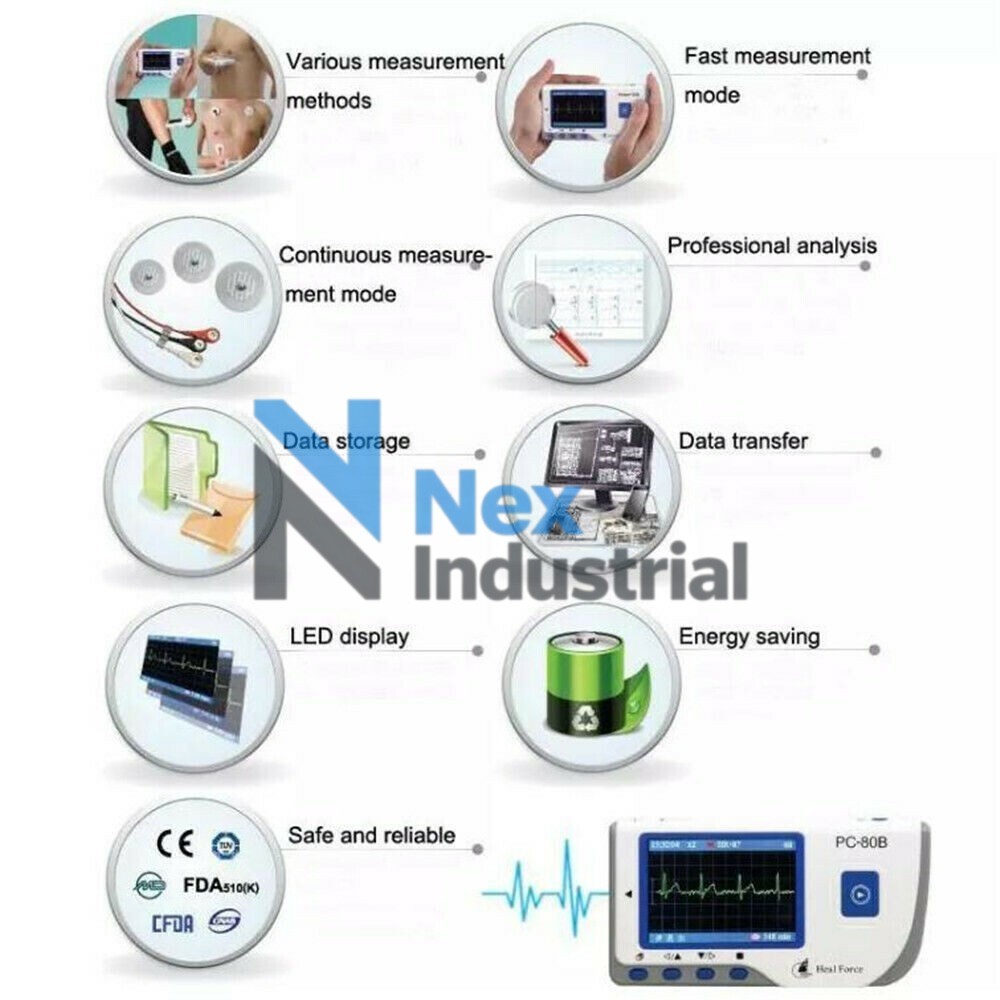 1PC Portable Handheld Easy ECG/EKG Heart Monitor PC-80B Continuous Measurement
