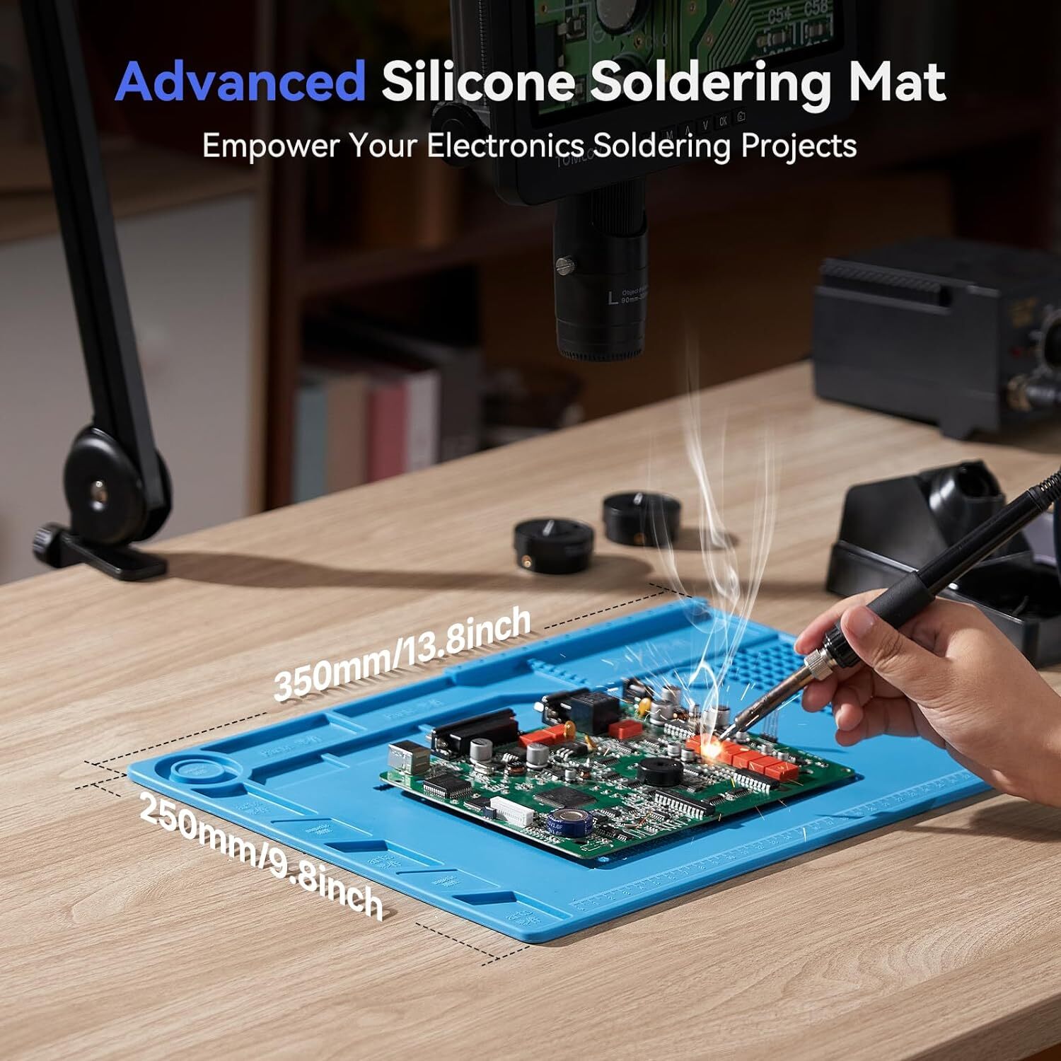 TOMLOV 10″ LCD HDMI Digital Soldering Microscope 2000X + Electronic Repair Mat