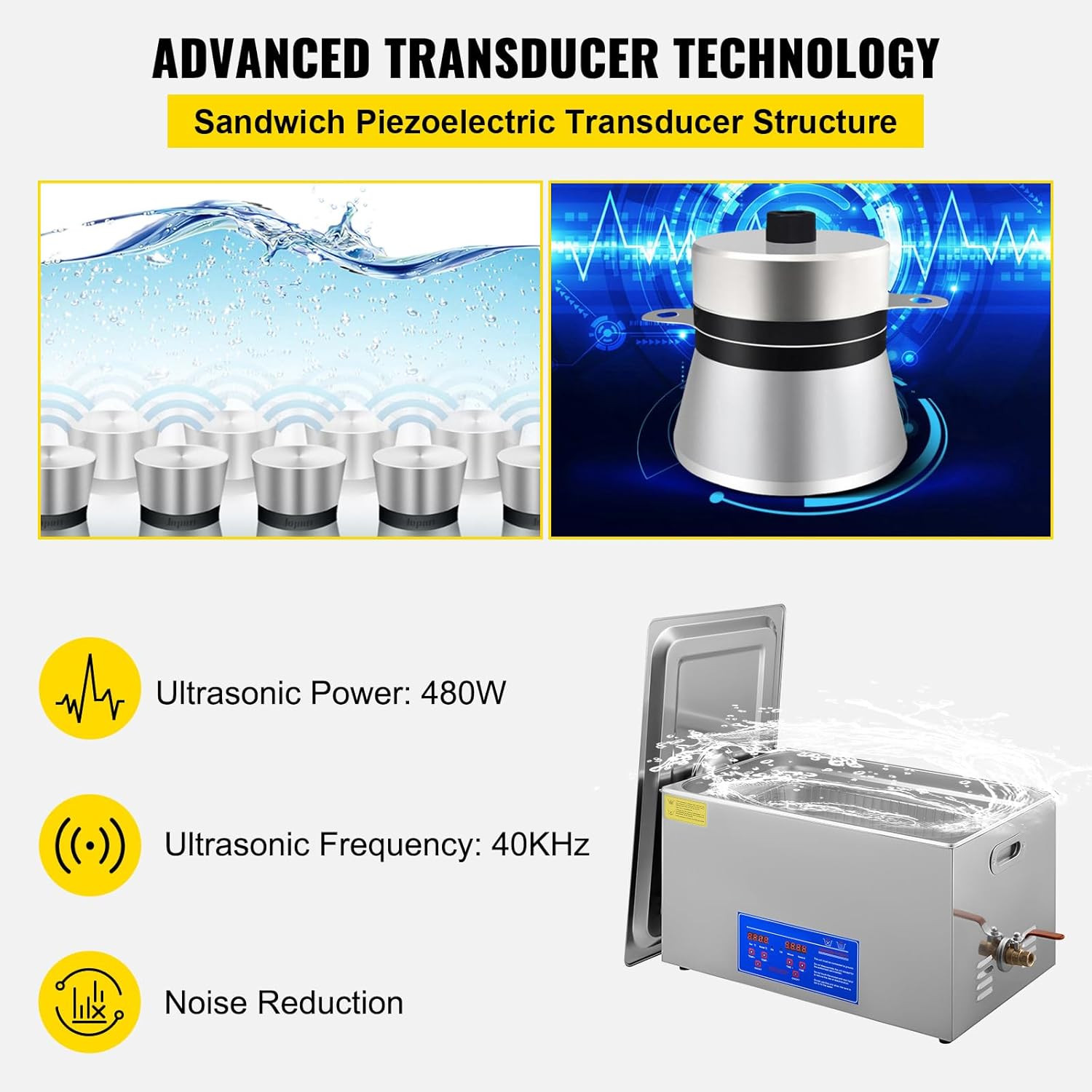 22L Industrial Sonic Cleaner with Digital Timer&Heater 40Khz Professional Sonic