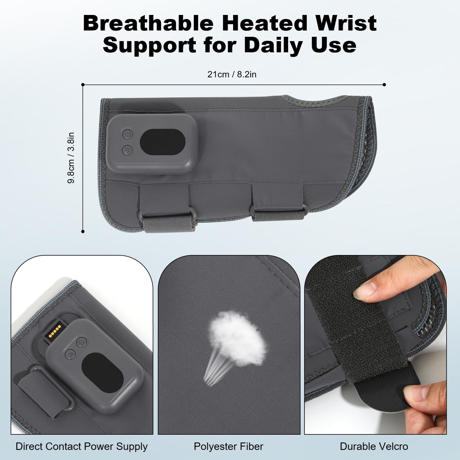 Infrared Red Light Therapy Wrist Brace, Right Left Hand Hand, Silver