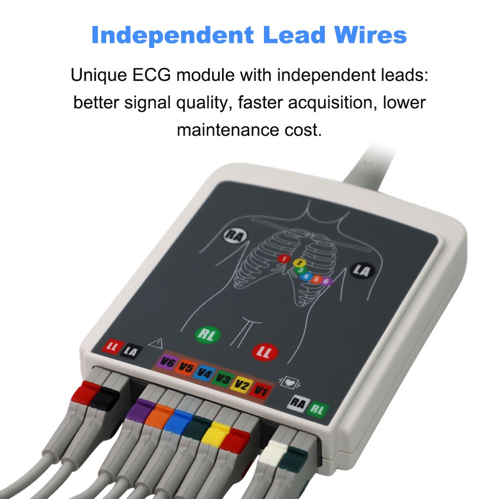 Biocare iE6 12 lead 6 channel ECG Machine Touchscreen with interpretation FDA US