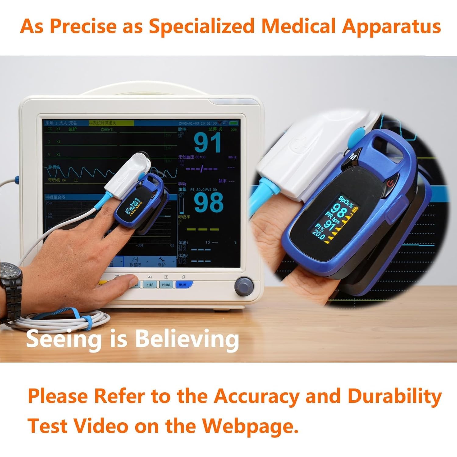 OLED Fingertip Pulse Oximeter with Plethysmograph