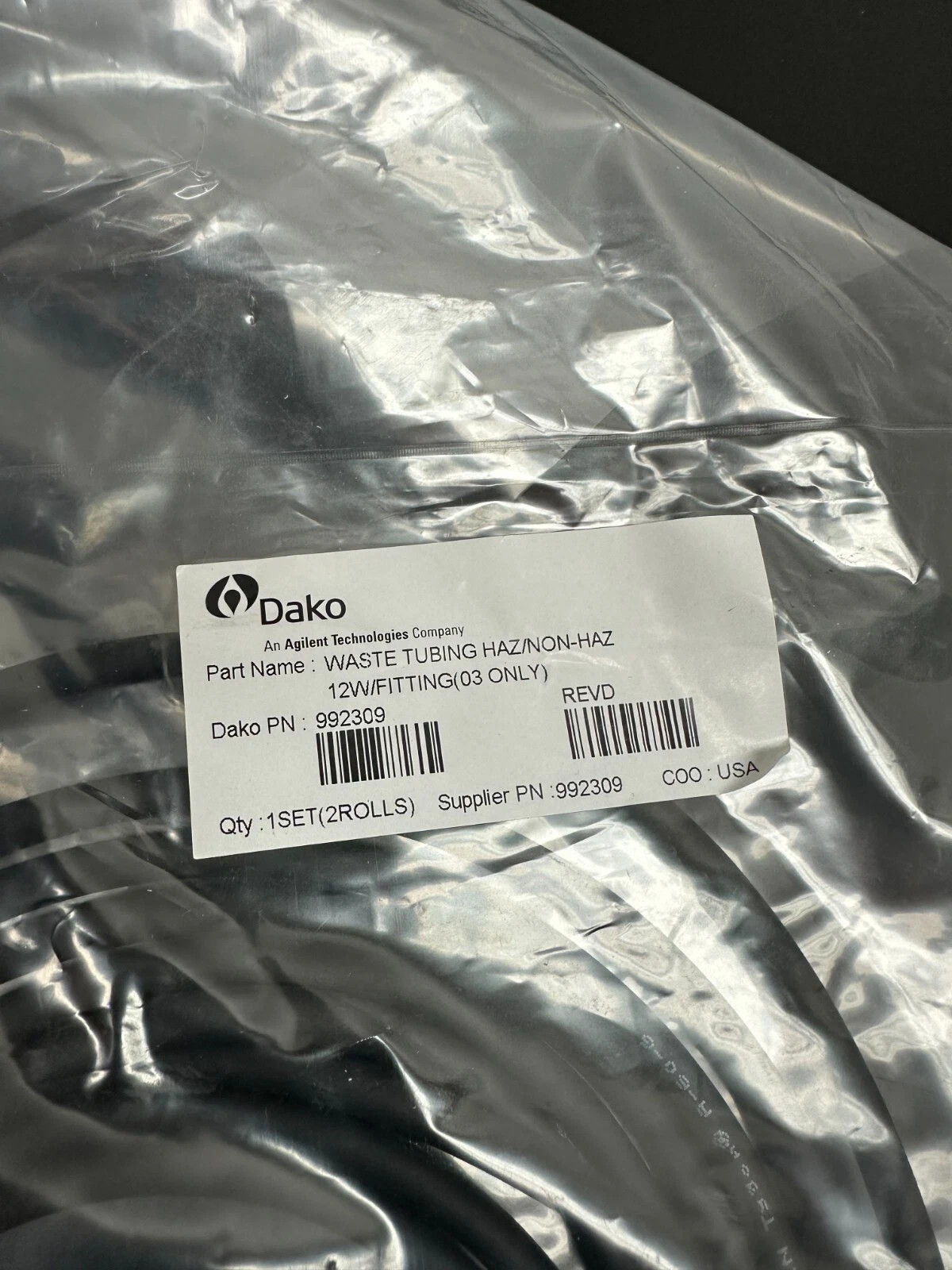 Agilent Dako PN 992309 Waste Tubing 12W Fitting