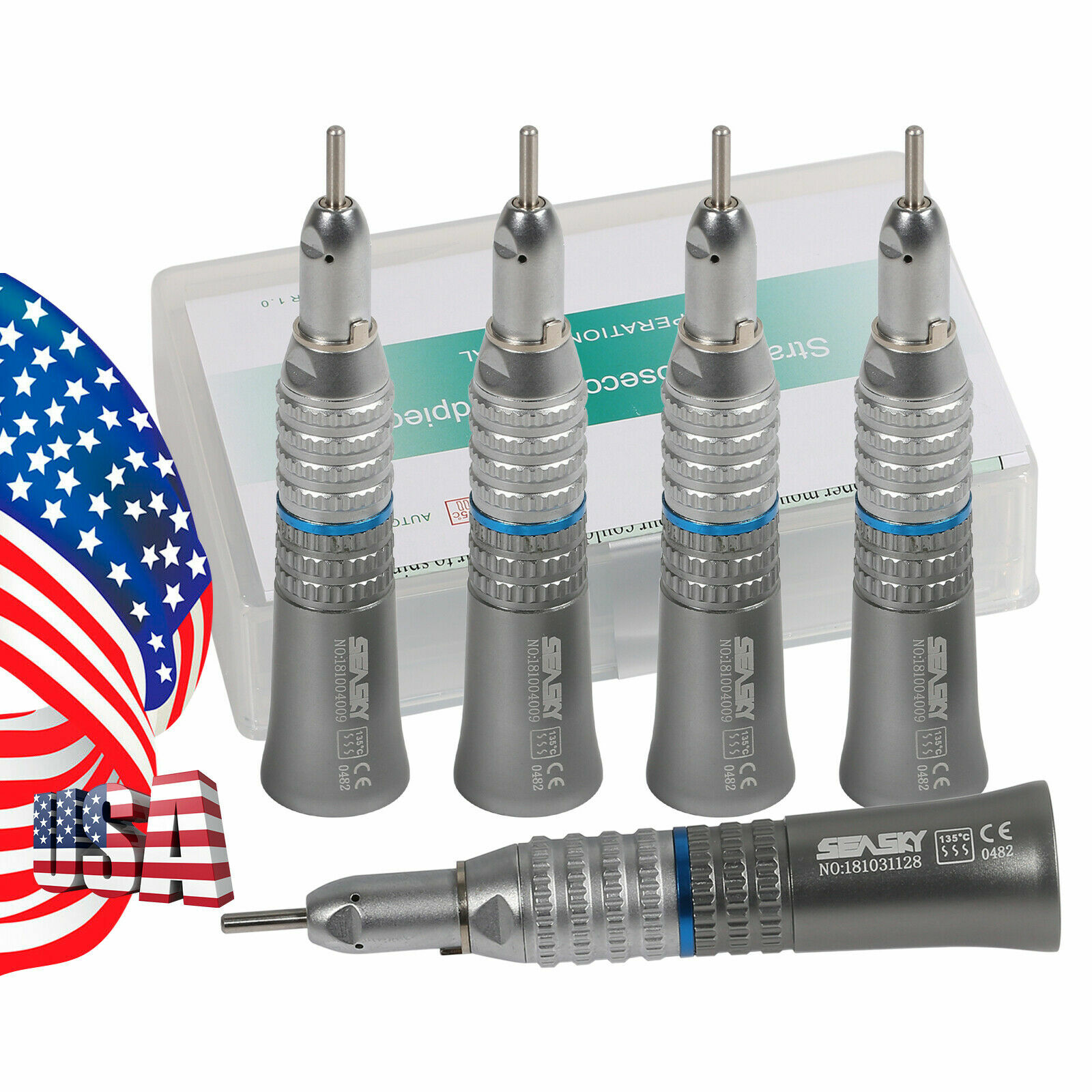 5x USA Dental Slow Low Speed Handpiece Straight Nose cone fit NSK E-type Motor