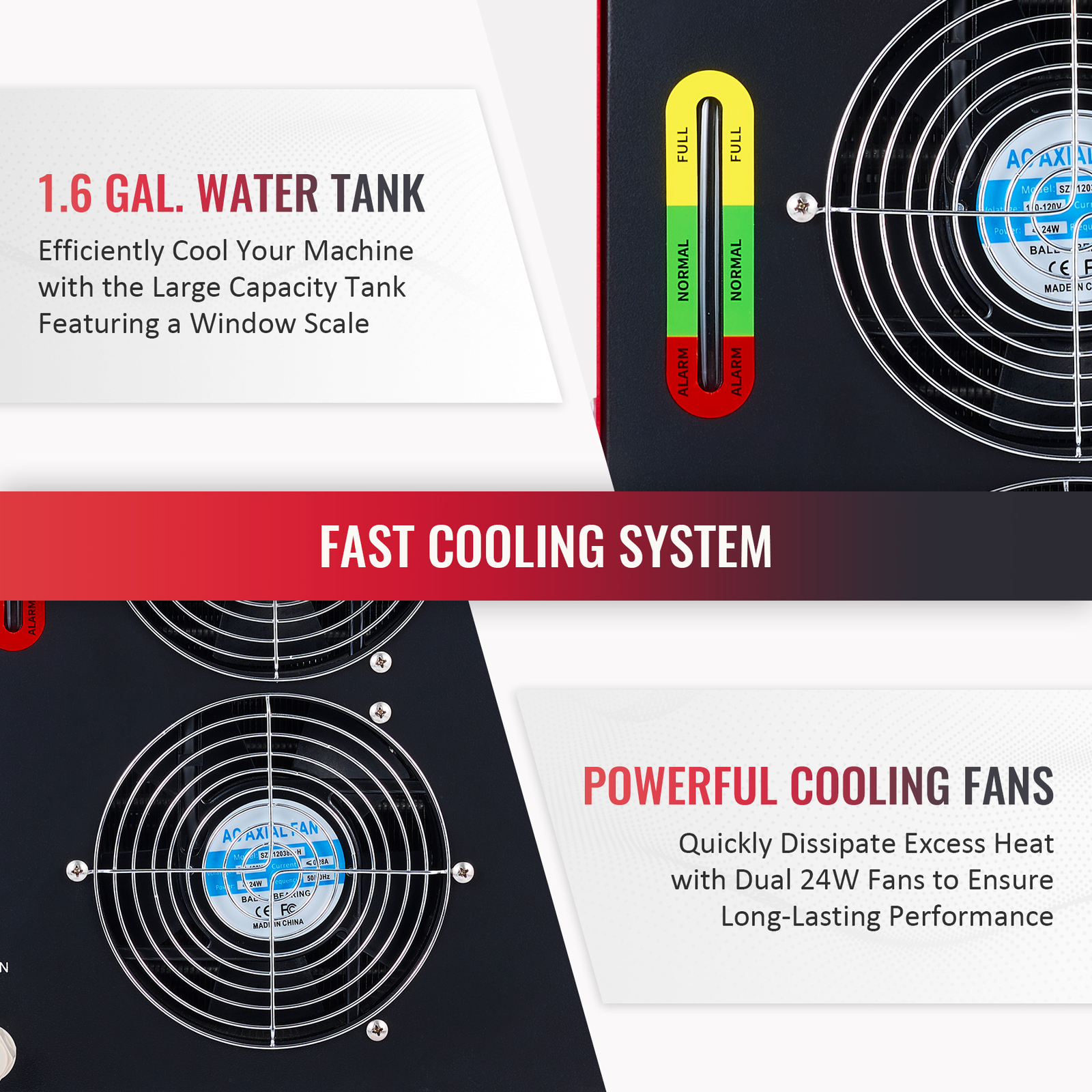 OMTech CW-5000 Industrial Water Chiller 6L Tank for 50-100W CO2 Laser Engraver