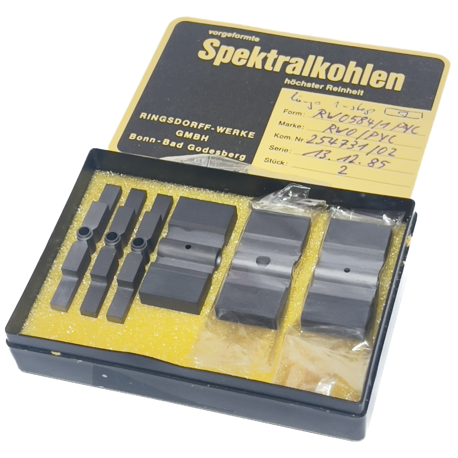 Ringsdorff Graphite Tubes and Cups Set RW0584/1-PYC RWO/PYC 2-Step AAS 6 pcs NOS